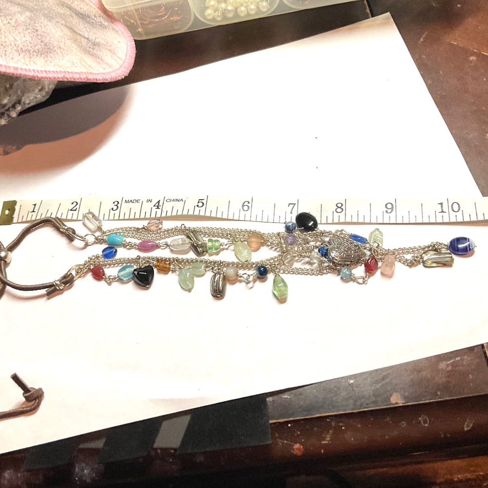 Apostle Creation Striking Multi-Strand Authentic Gems with Silver Heart Pendant - Picture 3 of 4